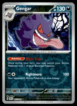 Gengar Reverse Holo 057/091 SV: Paldean Fates Pokemon - Image 1