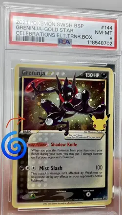 Greninja SWIRL 🌀 Gold Star Celebrations ETB PSA 8 Black Star Promo Pokemon SWSH - Image 1