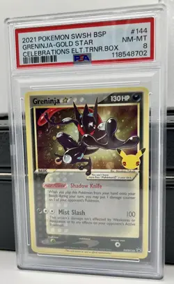 Greninja SWIRL 🌀 Gold Star Celebrations ETB PSA 8 Black Star Promo Pokemon SWSH - Image 3