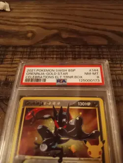 2021 POKEMON SWSH CELEBRATIONS ETB PROMO #144 GRENINJA-GOLD STAR PSA 8 - Image 2