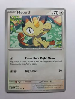 Meowth 052/165 Sv: Scarlet And Violet 151 Common Non Holo NM Pokemon Tcg - Image 1