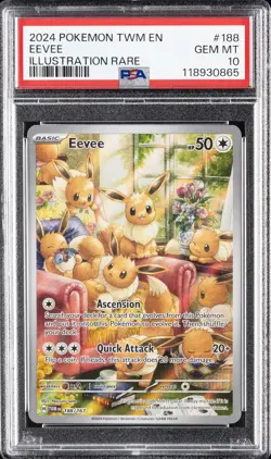 2024 POKEMON TWM EN-TWILIGHT MASQUERADE ILLUSTRATION RARE #188 EEVEE PSA 10 - Image 1