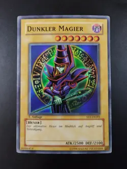 YUGIOH 2004 | DARK MAGICIAN | SYE-DE001 | 1ST EDT | GERMAN | GOOD - VG (PLAYED) - Image 1
