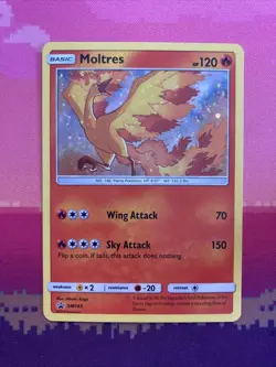 Pokemon Card Moltres SM143 Holo Rare Black Star Promo Near Mint Condition - Image 1