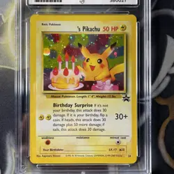 ACE 8 Birthday Pikachu 24 Black Star Promo Pokemon Card WOTC 2000 Holo NM-MT - Image 2