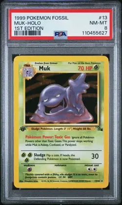1999 Pokemon Fossil - MUK - 13/62 HOLO - 1st Edition - SGC 8 - Image 1