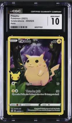 Pikachu 005/025 Celebrations Full Art Holo CGC 10 Gem Mint Pokemon - Image 1