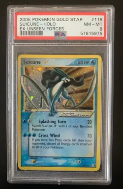 2005 POKEMON EX UNSEEN FORCES GOLD STAR #115 SUICUNE-HOLO PSA 8 - Image 1