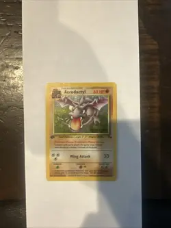 Pokemon Fossil 1st Edition Rare Holo Prerelease Aerodactyl Card 1/62 - Image 1