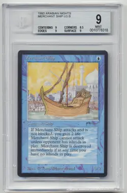 Graded Merchant Ship BGS Beckett 9 MINT Arabian Nights 1993 MTG Reserved List! - Image 1
