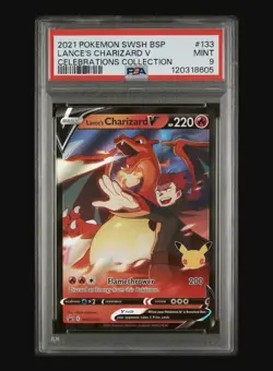 Pokemon TCG 2021 Lance's Charizard V SWSH133 Celebrations NEW CERT PSA 9 - Image 1