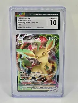 2021 Pokemon Leafeon VMAX 008/203 Evolving Skies CGC Gem Mint 10 - Image 1