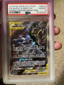 Garchomp & Giratina GX Psa 10 Gem Mint 2019 Sm193 Tag Team FA w/ Slab Guard - Image 1