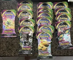 Pokemon TCG: Sword & Shield Vivid Voltage Sleeved Booster Pack 17 Pack Lot - Image 1