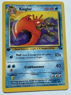 1st Edition Kingler 38/62 - Fossil Set - Near Mint Pokemon TCG Vintage NM - Image 1