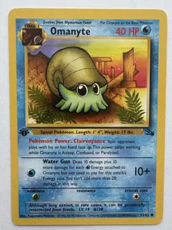1st Edition Omanyte 52/62 - Fossil Set - Near Mint/Mint Pokemon TCG 1999 Vintage - Image 1
