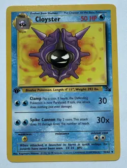 1st Edition Cloyster - NM - Mint Vintage 32/62 Fossil Set Pokemon TCG - Image 1