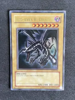 Yugioh Red-Eyes Black Dragon LOB-070 *MP* Foil Shift Ultra Rare 2002 Print - Image 1