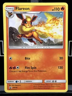 Flareon SM186 Ultra Rare Regular Black Star Promo Pokemon Card LP - Image 3