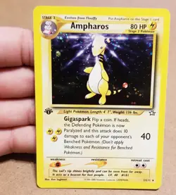 POKEMON TCG 1ST EDITION AMPHAROS 1/111 ☆ HOLO RARE NEO GENESIS VINTAGE NM - Image 1