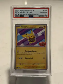Pokemon Pikachu Berkemeja Batik Promo Indonesia Journey Card 154/SV-P PSA 10 - Image 2