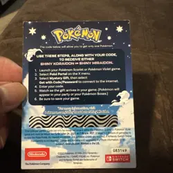Pokemon Scarlet And Violet Serial Codes Shiny Koraidon or Miraidon UNSCRATCHED! - Image 2