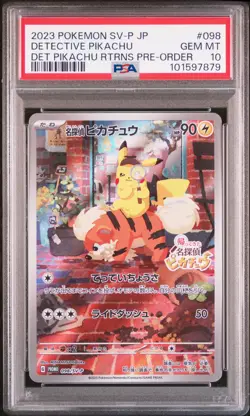 2023 POKEMON JAPANESE SV-P PROMO #098 DETECTIVE PIKACHU PSA 10 - Image 1