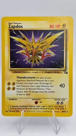 Fossil Zapdos 30/62 Non Holo - Fossil Vintage Pokemon - LP - Image 1