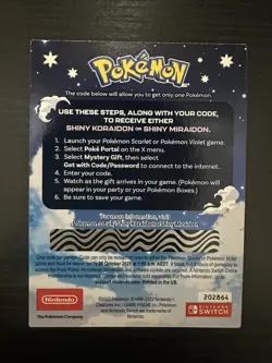 POKEMON SCARLET & VIOLET SHINY KORAIDON OR MIRAIDON CODE NINTENDO SWITCH - Image 2
