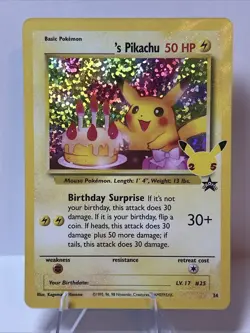 Birthday Pikachu 24 Celebrations Black Star Promo 2021 Pokemon TCG VLP/NM - Image 1