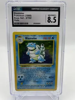 CGC 8.5 NM/ Mint + Blastoise 02 Unlimited Pokemon Base Set Holo Rare Not PSA - Image 1