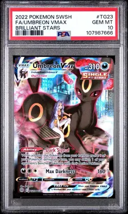2022 POKEMON SWORD & SHIELD BRILLIANT STARS #TG23 FULL ART/UMBREON VMAX PSA 10 - Image 2