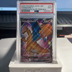 Pokemon TCG Charizard V Sword & Shield SWSH050 CHMPN PATH ELITE TRNR BOX PSA 9 - Image 1