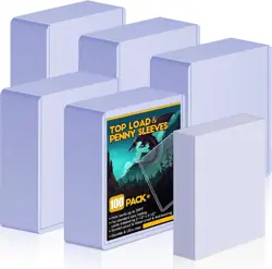 100 Toploaders for Cards and 100 Soft Card Sleeves, Sooez 35 PT Top Clear - Image 1