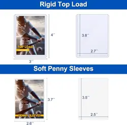 100 Toploaders for Cards and 100 Soft Card Sleeves, Sooez 35 PT Top Clear - Image 2