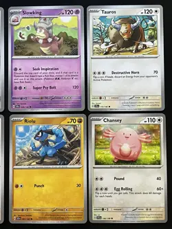 6 Card Lot Eevee , Chansey , Tauros , Riolu , Jirachi & Slowking Pokemon TCG - Image 3