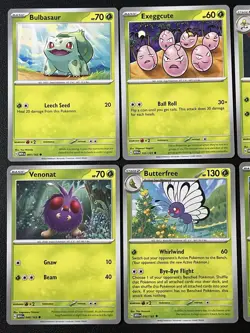 6 Card Lot of 151 Grass Bulbasaur, Execccute, Scyther & More Pokemon TCG - Image 2