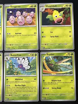 6 Card Lot of 151 Grass Bulbasaur, Execccute, Scyther & More Pokemon TCG - Image 3