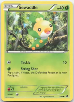 Sewaddle (3) 3/98 Emerging Powers Pokemon Card NM - Image 1