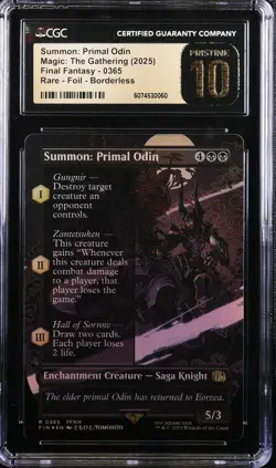 2025 MTG FINAL FANTASY BORDERLESS-FOIL SUMMON: PRIMAL ODIN CGC PRISTINE 10 - Image 1