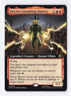Electro, Assaulting Battery (Extended Art) 260 (R) MTG Marvel's Spider-Man (SPM) - Image 1