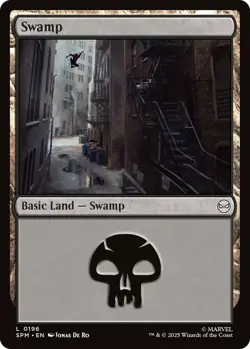 4 x Swamp (0196) - Foil - Marvel's Spider-Man - NM-Mint - MTG - Image 1