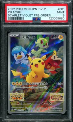 PSA 9 Pikachu 001/SV-P Preorder Promo JAPANESE Pokemon Card - Image 1