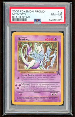 2000 MEWTWO BLACK STAR PROMO PSA 8 MINT #12 POKEMON CARD GAME TCG WOTC - Image 1