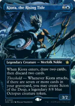 MTG Kiora, the Rising Tide (Borderless) Normal NM Foundations Magic 309 - Image 1
