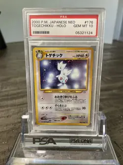 Pokemon Japanese Neo Genesis 176 Togetic Holo PSA 10 Gem Mint Togechikku SWIRL - Image 1