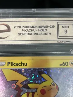 2020 Pokemon Promo General Mills 25th Anniv. #039 Pikachu⚡ HOLO - MINT 9 ⚡ - Image 3