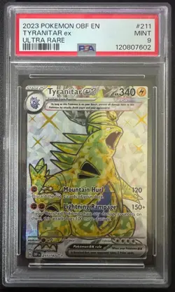 2023 Pokemon SV Obsidian Flames Tyranitar ex #211/197 PSA 9 MINT - Image 1