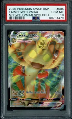 MEOWTH VMAX 2020 POKEMON SWSH SPCL COLL BSP #005 PSA 10 GEM MINT - Image 1