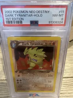 2002 Pokemon Neo Destiny Dark Tyranitar Holo PSA 8 1st Edition #11 - Image 1